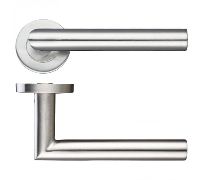 Zoo Hardware ZCS2010 Mitred Handle On Rose - Satin Stainless Steel