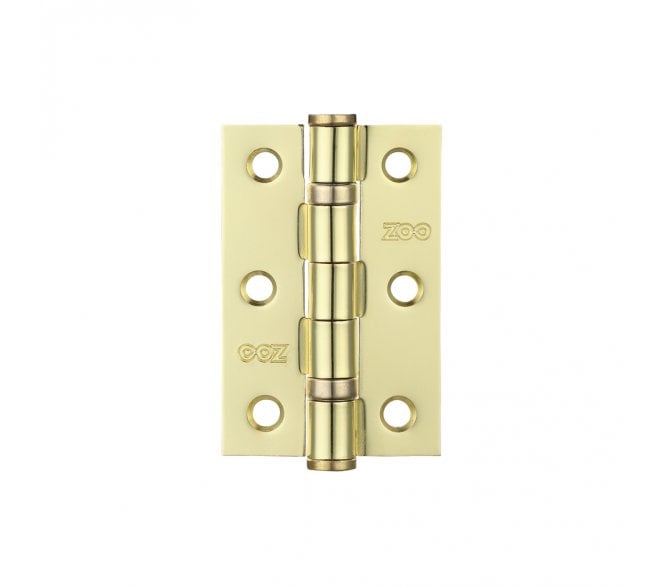 Zoo Hardware ZHS32 Ball Bearing Butt Hinges 76x51mm (Pair) - Polished Brass