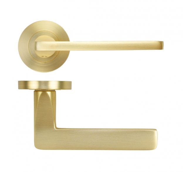 Zoo ZPA010-SB Leon Lever On Round Rose - Satin Brass