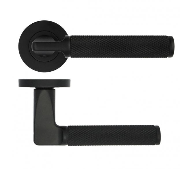 Zoo ZPA090-MB Bilbao Knurled Lever On Round Rose - Matt Black