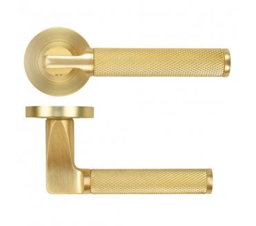 Zoo ZPA090-SB Bilbao Knurled Lever On Round Rose - Satin Brass