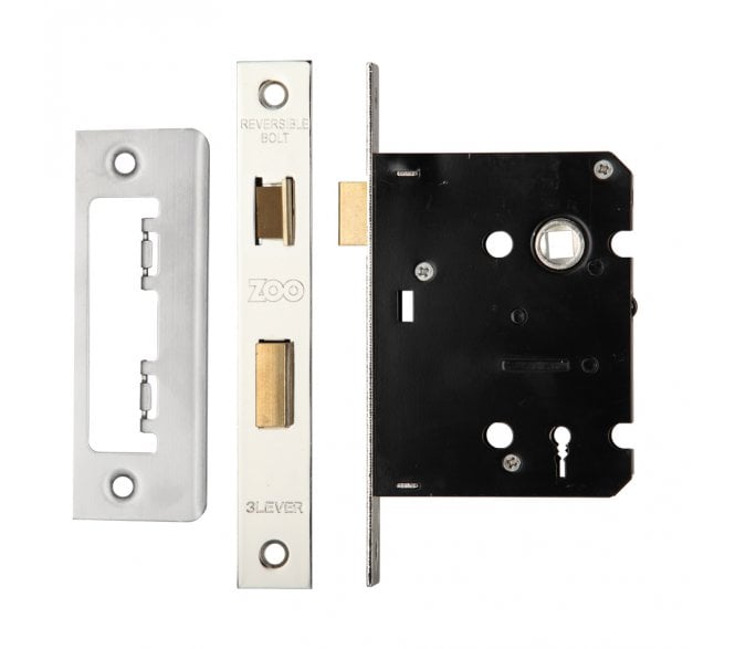Zoo ZSC 3-Lever Mortice Sashlocks c/w Keys - Satin Stainless Steel